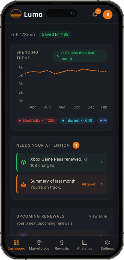 Lumo app på telefon