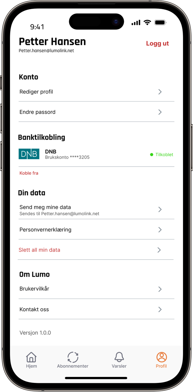 Lumo personverninnstillinger